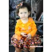 Halloween Orange Baby Pettitop Ruffles Bows & Rhinestone Pumpkin Face Print & Orange Black Pumpkin Trimmed Newborn Pettiskirt NG1805